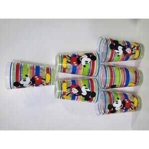 Vintage Mickey Mouse Colorful Stripe Tumbler Drinking Set - Six